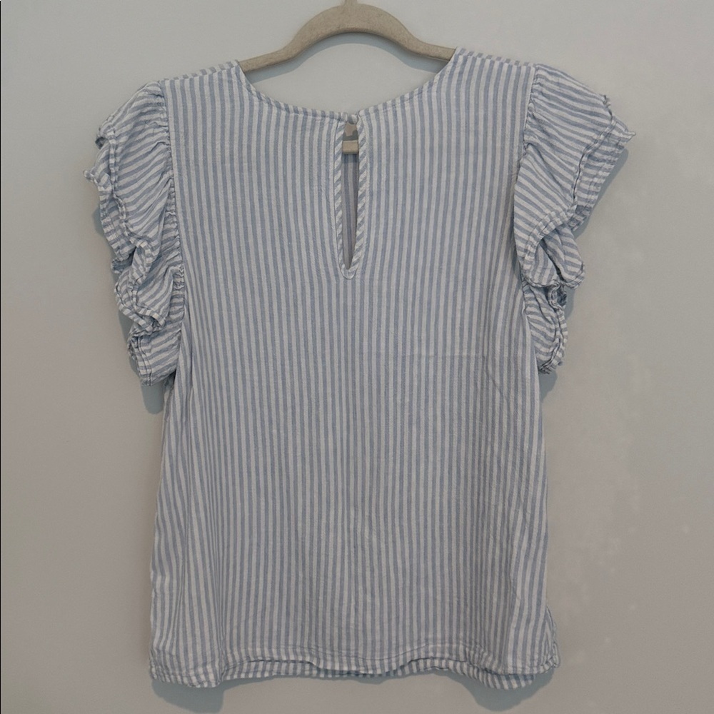 A New Day Light Blue and White Striped Blouse Size L - Picture 3 of 7